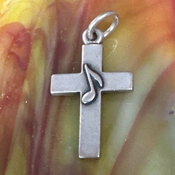 James Avery Silver Cross Pendant with Musical Note Retired - Picture 7 of 8